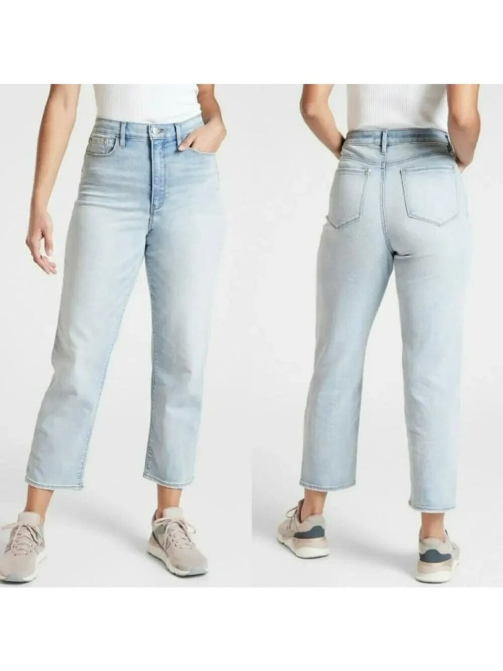 Athleta Sculptek Light Wash Straight-Leg Jeans Womens 6P Stretch Denim Performan